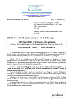 LO SCI E GLI SPORT DI MONTAGNA NELLA SCUOLA