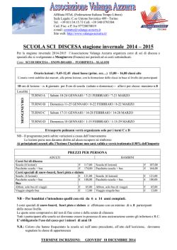 SCUOLA SCI DISCESA stagione invernale 2014 – 2015