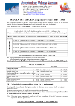 SCUOLA SCI DISCESA stagione invernale 2014 &ndash; 2015