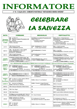 Info CP 15/14 - Comunità Pastorale "Visitazione di Maria Vergine"
