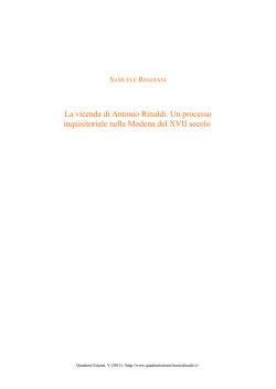 La vicenda di Antonio Rinaldi. Un processo