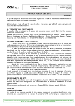 PRIVACY POLICY DEL SITO