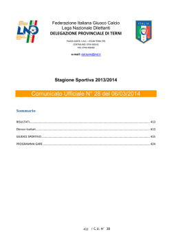 Comunicato Ufficiale N&deg; 28 del 06/03/2014