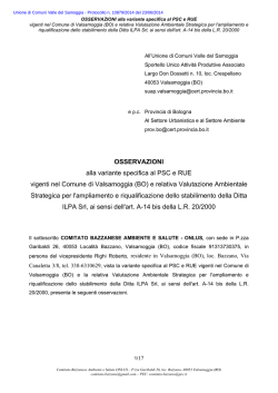 OSSERVAZIONI alla variante specifica al PSC e RUE vigenti nel