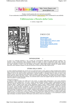 Fabbricazione e Riciclo della Carta - Divulgazione scientifica, ottica