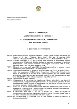 Bando completo - Universit&agrave; degli studi di Modena e Reggio Emilia