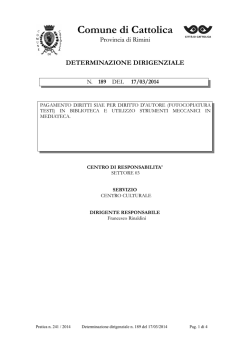 DETERMINAZIONE DIRIGENZIALE 189 Anno 2014