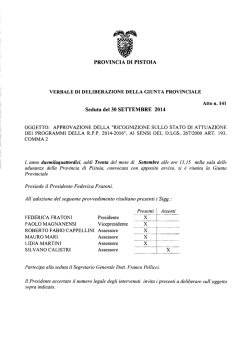 PROVINCIA DI PISTOIA Seduta del 30 SETTEMBRE 2014