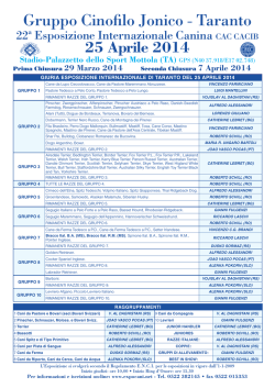 Programma Esposizione Internazionale Canina di Taranto 2014