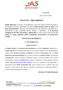 MODENA 21 NOVEMBRE programma preliminare