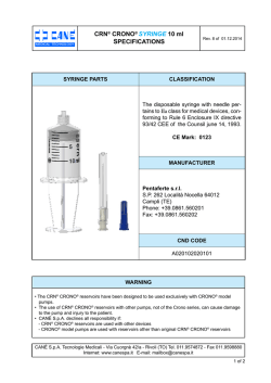 CRN® CRONO® SYRINGE 10 ml SPECIFICATIONS