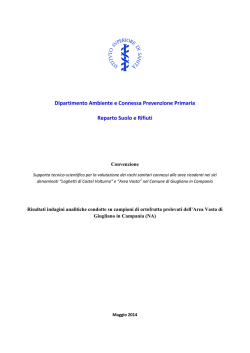 ISS-Commissariato alle Bonifiche. Analisi Ortofrutta
