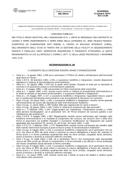 Bando - Universit&agrave; degli Studi di Trento