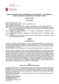 BANDO DI SELEZIONE PER IL CONFERIMENTO DI