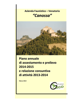 Azienda Faunistico &ndash; Venatoria &ldquo;Canossa&rdquo; Piano annuale di