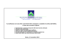 "La tariffazione nel ramo RCA: operativit&agrave; della compagnia e