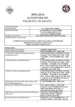 RPG Salita 2014 in corso di approvazione
