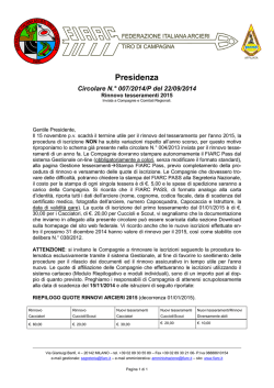 Circolare N.&deg; 007/2014 - Rinnovo tesseramenti 2015