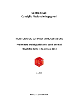 Centro Studi Consiglio Nazionale Ingegneri MONITORAGGIO SUI