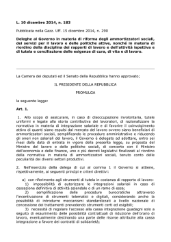 L. 10 dicembre 2014, n. 183 Pubblicata nella Gazz. Uff. 15 dicembre
