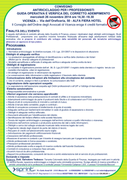 Antiriciclaggio 26 novembre 2014 - Ordine degli Avvocati di Vicenza