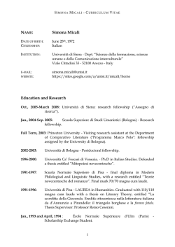 Curriculum - Dipartimento di Scienze della formazione, scienze