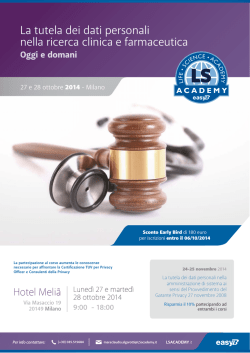 La tutela dei dati personali nella ricerca clinica e