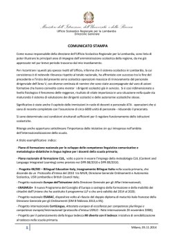 Comunicato stampa Direzione Generale USR Lombardia