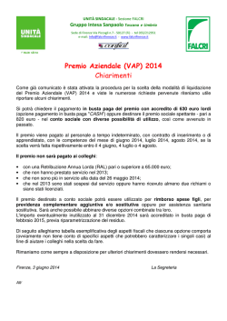 Premio Aziendale (VAP) 2014 Chiarimenti