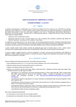 Bando - Universit&agrave; degli Studi di Trento