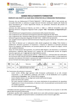 BANDO RECLUTAMENTO FORMATORI