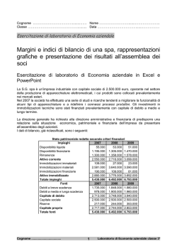 Margini e indici di bilancio di una spa, rappresentazioni grafiche e