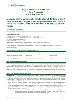 Foglio informativo n. 414/001. Carta Prepagata. Carta TIM