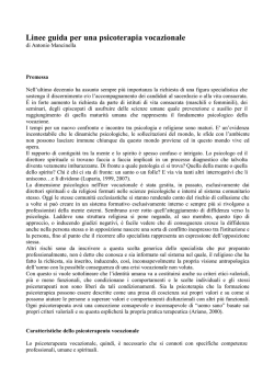 articolo LINEE GUIDA PER UNA PSICOTERAPIA