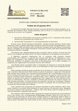 Forania di Belluno Diocesi Belluno Feltre presidente mons. Rinaldo