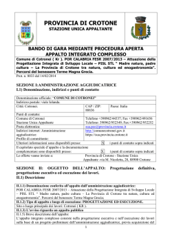 PROVINCIA DI CROTONE - Comune di Cotronei