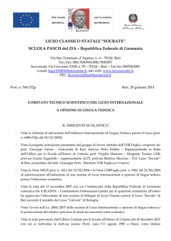 LICEO CLASSICO STATALE &ldquo;SOCRATE&rdquo; SCUOLA PASCH del ZfA