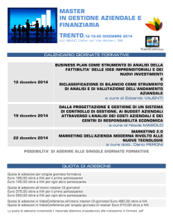 MASTER IN GESTIONE AZIENDALE E FINANZIARIA