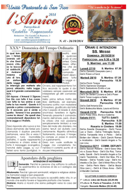 SS. MESSE XXX^ Domenica del Tempo Ordinario Apostolato della
