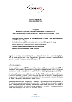 CS Risultati 30 settembre 2014