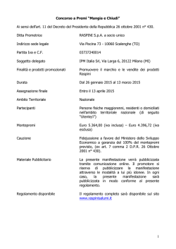 Regolamento del concorso a premi