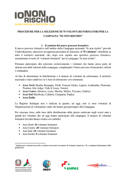 PROCEDURE PER LA SELEZIONE DI 70 VOLONTARI
