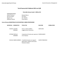 Calendario tesi CORSI DI STUDIO SECONDO LIVELLO