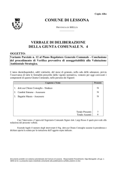 Deliberazione della Giunta Comunale n&deg; 4 del 27.01.2015 di