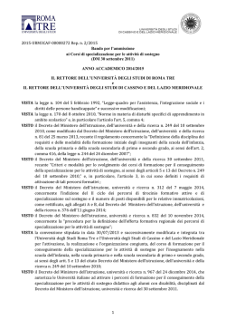 Bando - CAFIS - Universit&agrave; degli Studi Roma Tre