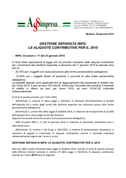 GESTIONE SEPARATA INPS: LE ALIQUOTE