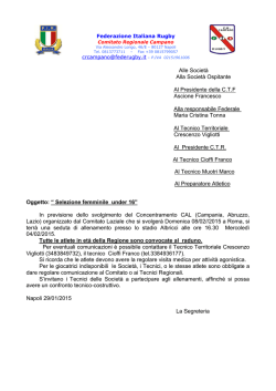 Alle Societ&agrave; Alla Societ&agrave; Ospitante Al Presidente della C.T.F