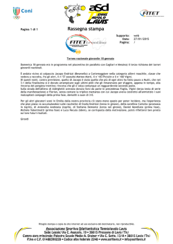 27/01/2015 &bull; Fitet Trentino &bull; Torneo nazionale giovanile 18 gennaio