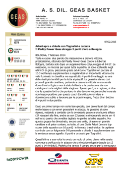 Arturi apre e chiude con Tognalini e Laterza Il Paddy