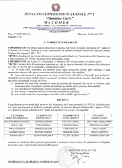 Graduatoria provvisoria ammessi al Corso ad Indirizzo Musicale